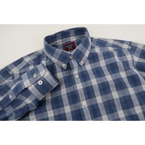 UNTUCKit Valder Shirt‎ Mens Medium Blue Plaid Button Up Long Sleeve Wrinkle Free